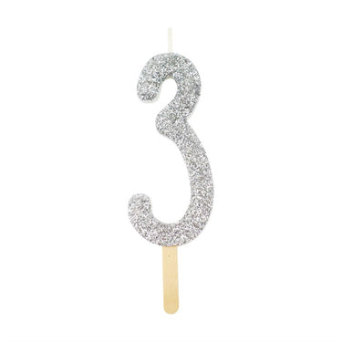 Vela Prateada Glitter 3 - PME